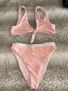 Dippin' Daisy's Blush Pink Eyelet Tie-Front Bikini